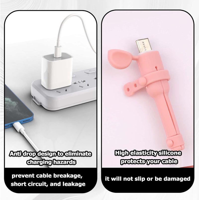 Notoke 6 Pairs Charger Cable Protectors, 6-Color Silicone Charger Cord Organizers - 3 in 1 Double-End Data Cable Protection Cover Cord Organizer Compatible with USB-C Laptops & Phones - Image 4